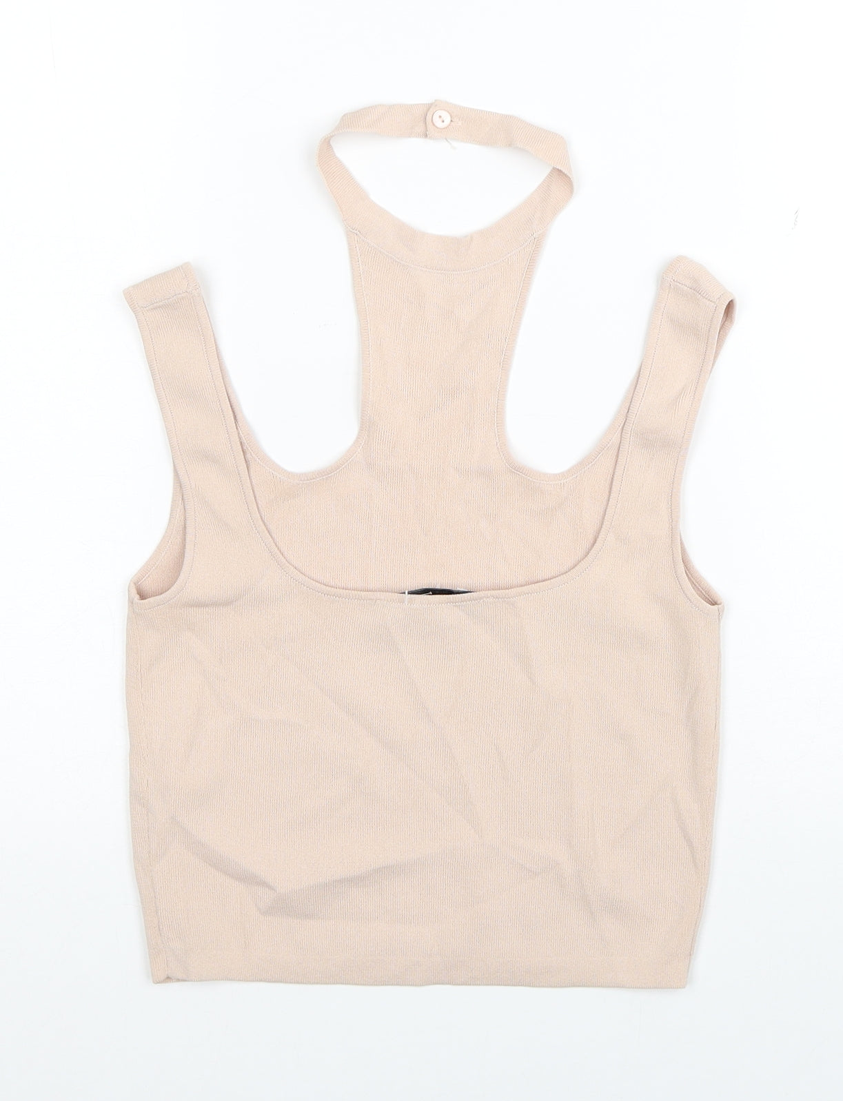 Zara Womens Beige Viscose Cropped Tank Size S Halter