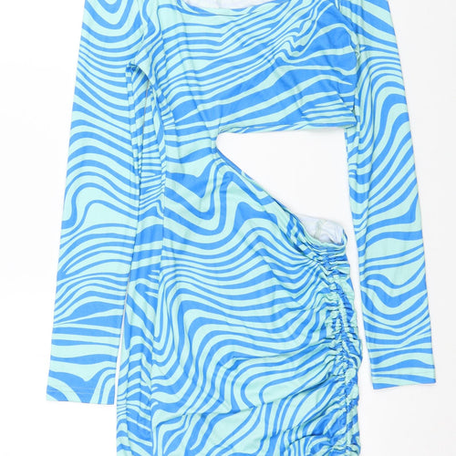 SheIn Womens Multicoloured Geometric Viscose Mini Size XS Scoop Neck Pullover