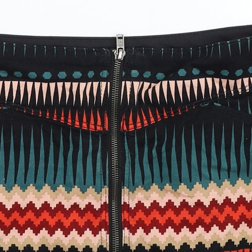 Divided by H&M Womens Multicoloured Geometric Cotton Mini Skirt Size 10 Zip