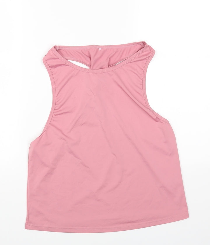 SheIn Womens Pink Polyester Basic Tank Size S Round Neck