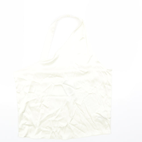 Zara Womens White Polyester Cropped Tank Size L Halter