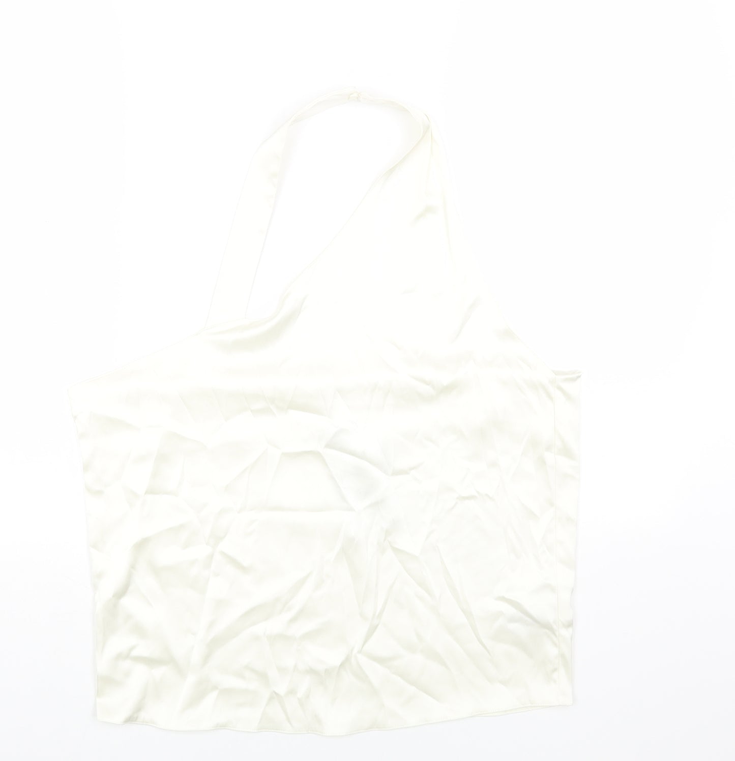 Zara Womens White Polyester Cropped Tank Size L Halter