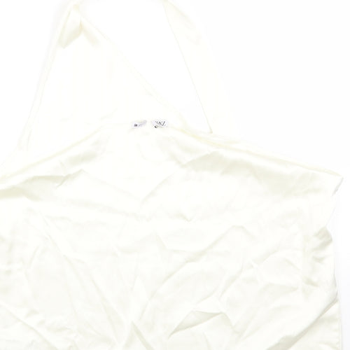 Zara Womens White Polyester Cropped Tank Size L Halter