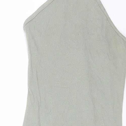 H&M Womens Green Cotton Bodycon Size XS Halter Pullover