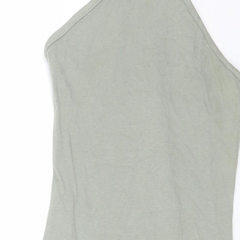 H&M Womens Green Cotton Bodycon Size XS Halter Pullover