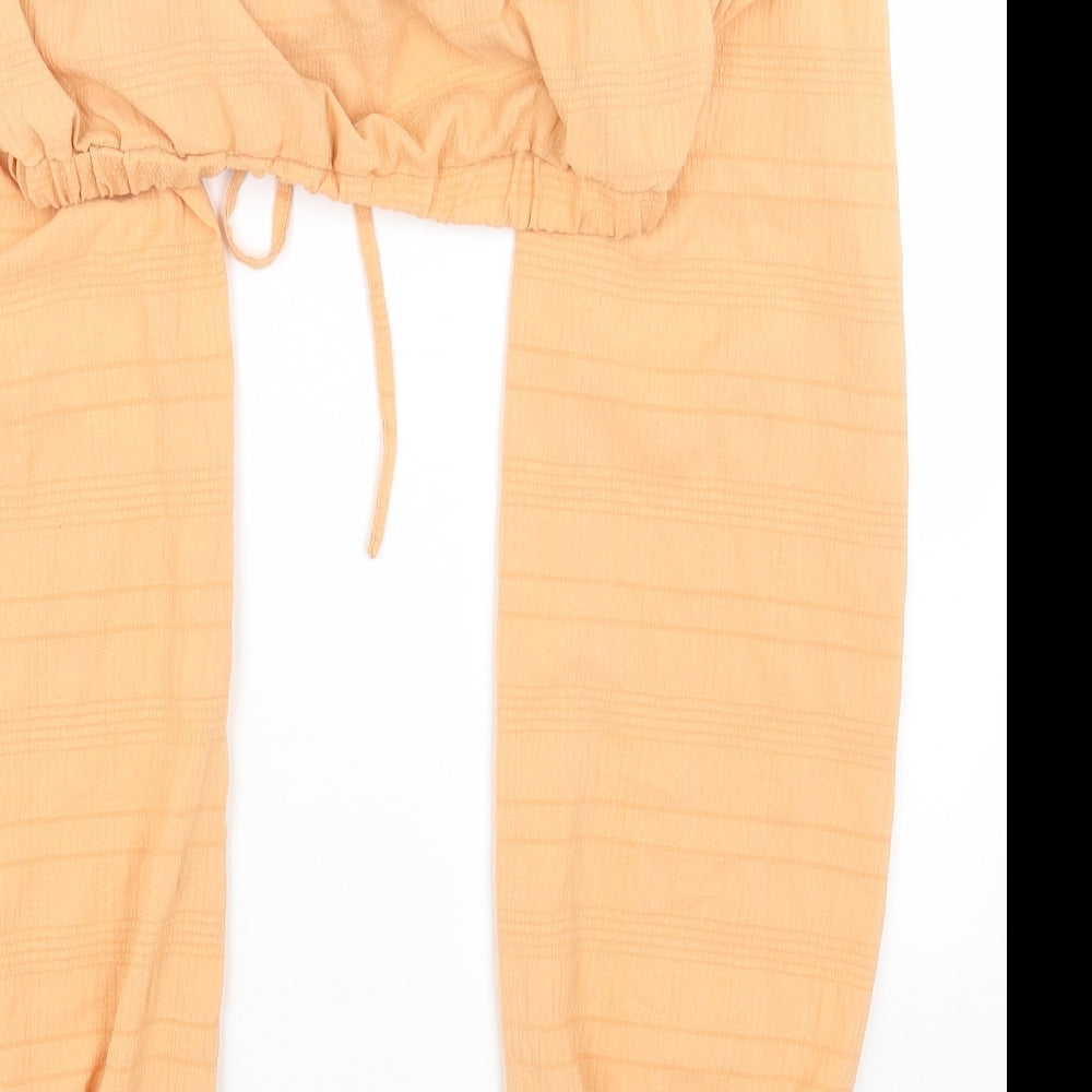 SheIn Womens Orange Polyester Cropped T-Shirt Size M Off the Shoulder