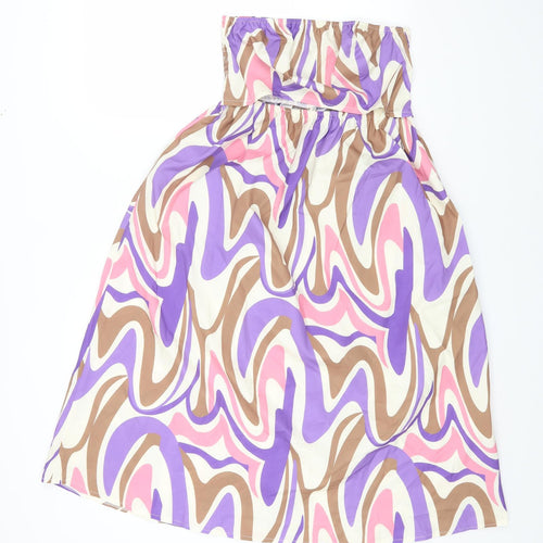 SheIn Womens Multicoloured Geometric Polyester Fit & Flare Size M Off the Shoulder Pullover