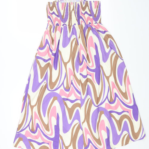 SheIn Womens Multicoloured Geometric Polyester Fit & Flare Size M Off the Shoulder Pullover