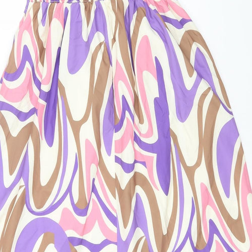 SheIn Womens Multicoloured Geometric Polyester Fit & Flare Size M Off the Shoulder Pullover