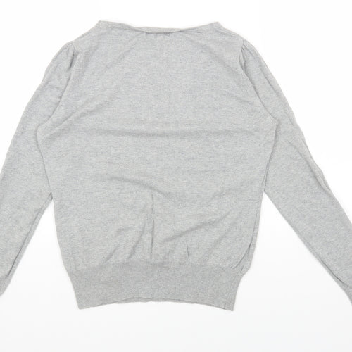 NEXT Womens Grey Cotton Basic T-Shirt Size 12 Round Neck - Love