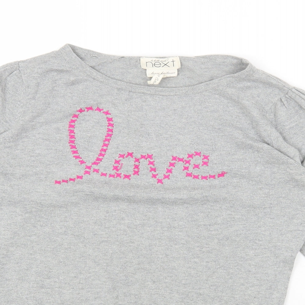 NEXT Womens Grey Cotton Basic T-Shirt Size 12 Round Neck - Love