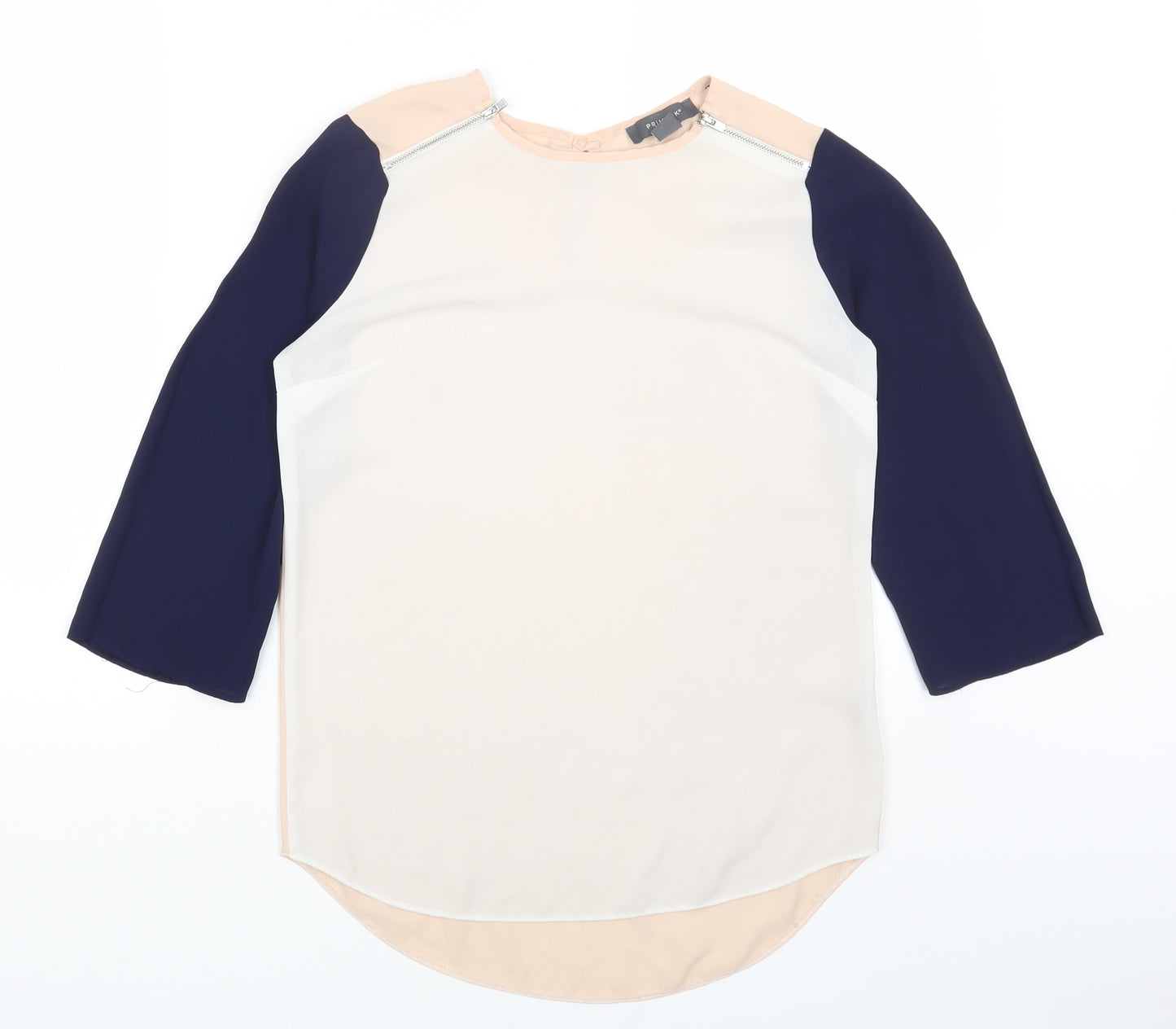 Primark Womens Multicoloured Colourblock Polyester Basic Blouse Size 6 Round Neck