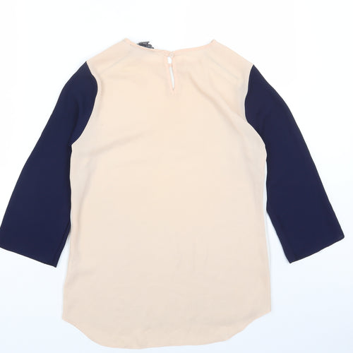 Primark Womens Multicoloured Colourblock Polyester Basic Blouse Size 6 Round Neck