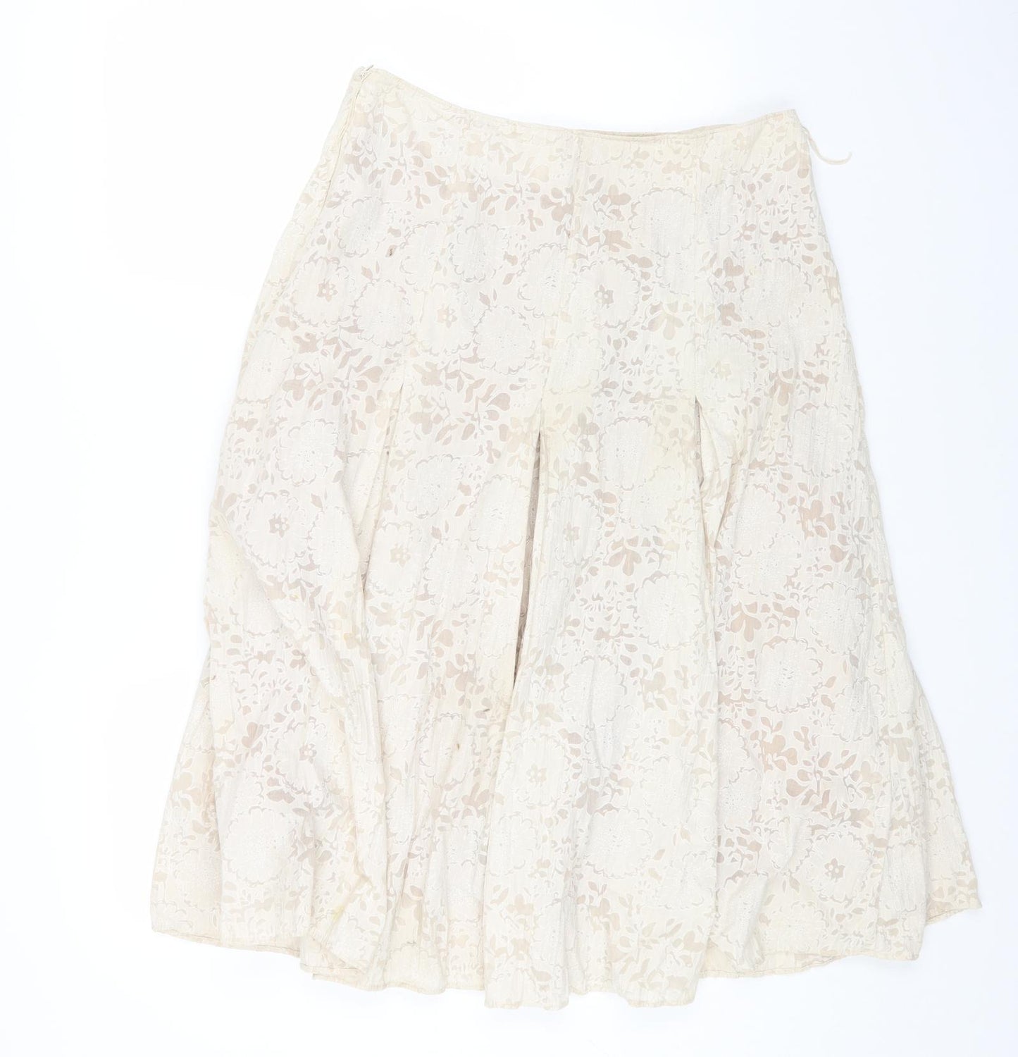 Marks and Spencer Womens Beige Floral Cotton Maxi Skirt Size 12 Zip