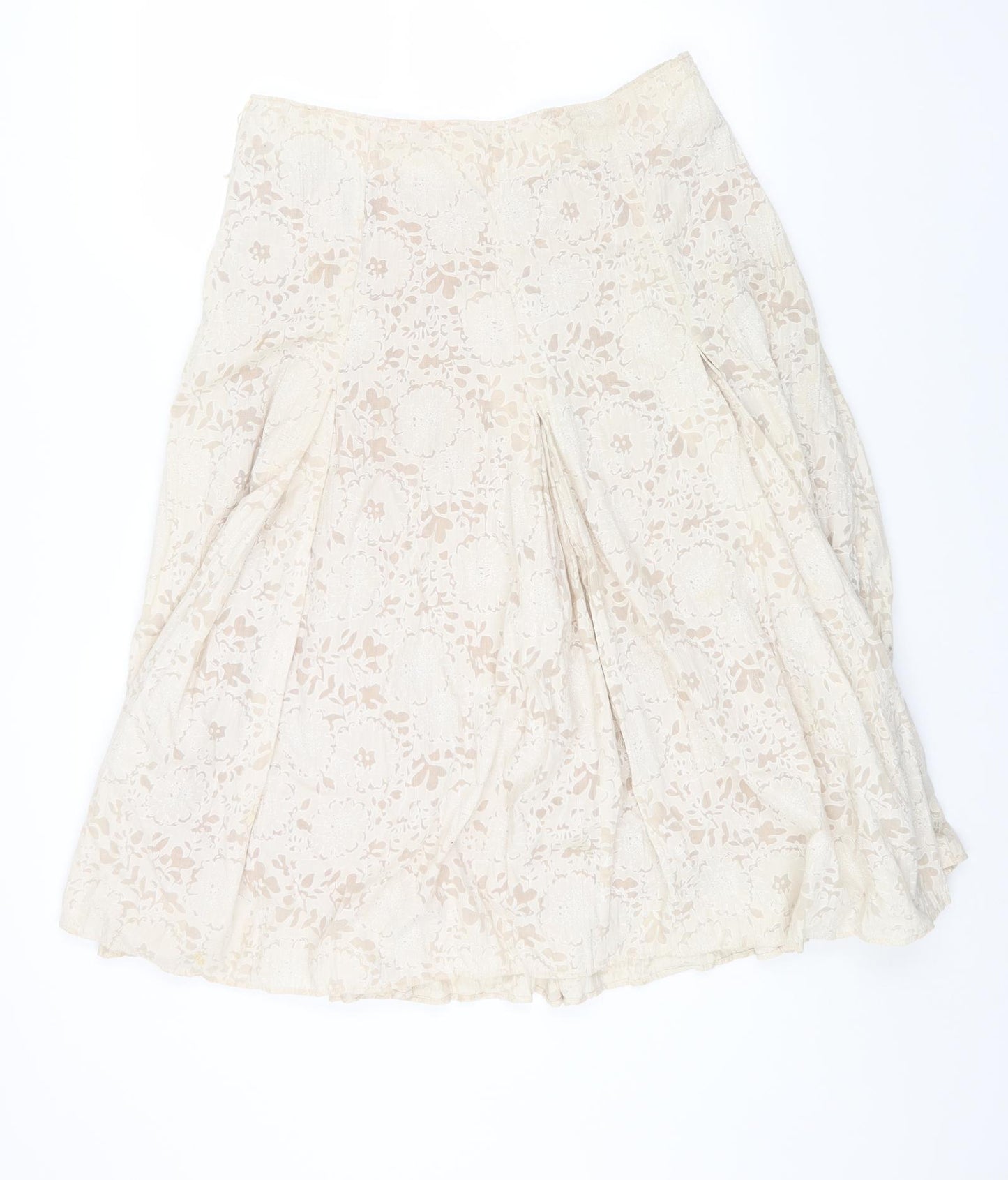 Marks and Spencer Womens Beige Floral Cotton Maxi Skirt Size 12 Zip