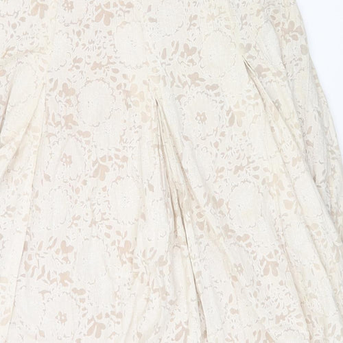 Marks and Spencer Womens Beige Floral Cotton Maxi Skirt Size 12 Zip