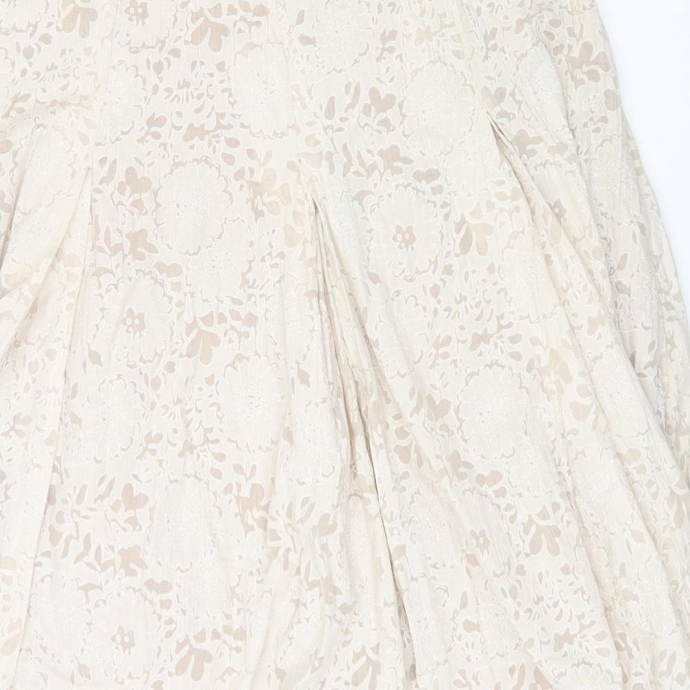 Marks and Spencer Womens Beige Floral Cotton Maxi Skirt Size 12 Zip