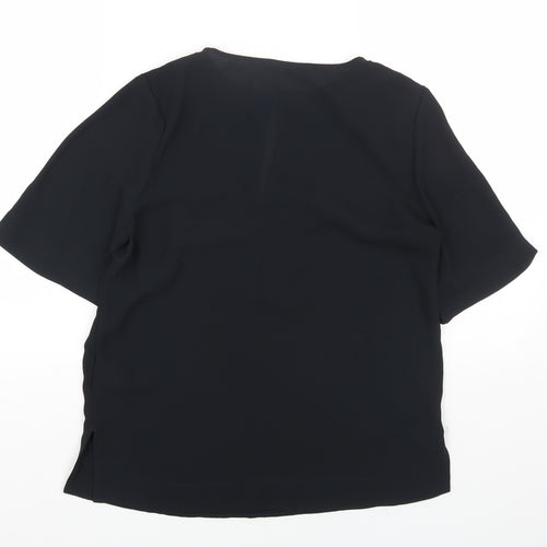 Marks and Spencer Womens Black Polyester Basic Blouse Size 6 Round Neck