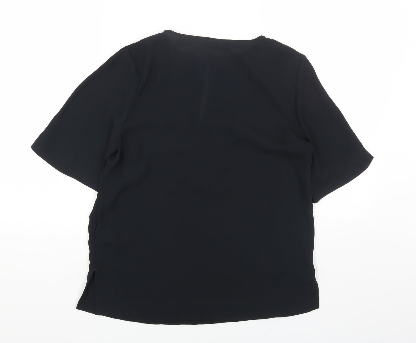 Marks and Spencer Womens Black Polyester Basic Blouse Size 6 Round Neck