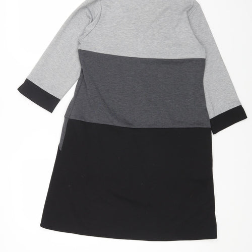 Preworn Womens Grey Colourblock Polyester A-Line Size S V-Neck Pullover