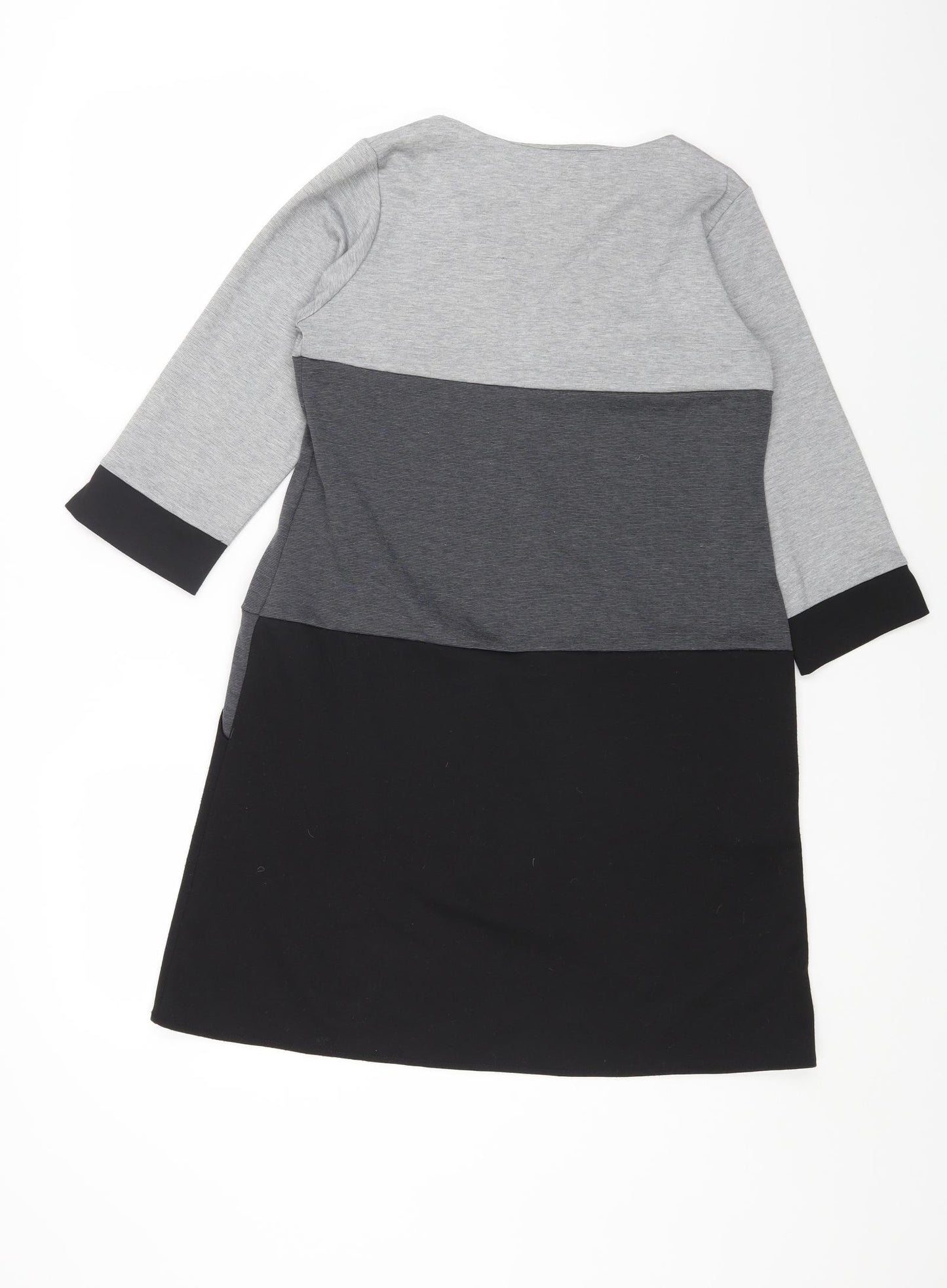 Preworn Womens Grey Colourblock Polyester A-Line Size S V-Neck Pullover