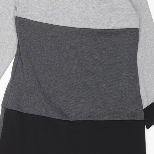 Preworn Womens Grey Colourblock Polyester A-Line Size S V-Neck Pullover