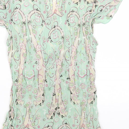 Violet & Claire Womens Green Geometric Polyester Basic Blouse Size S V-Neck