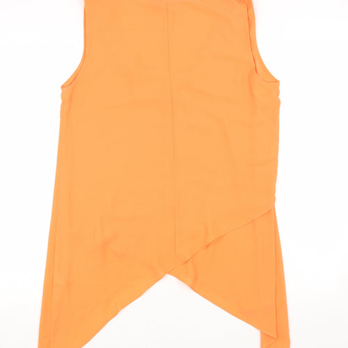 Julien Macdonald Womens Orange Polyester Basic Blouse Size 12 Scoop Neck - Asymmetric