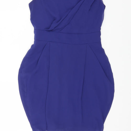 River Island Womens Blue Polyester Mini Size 10 Round Neck Zip