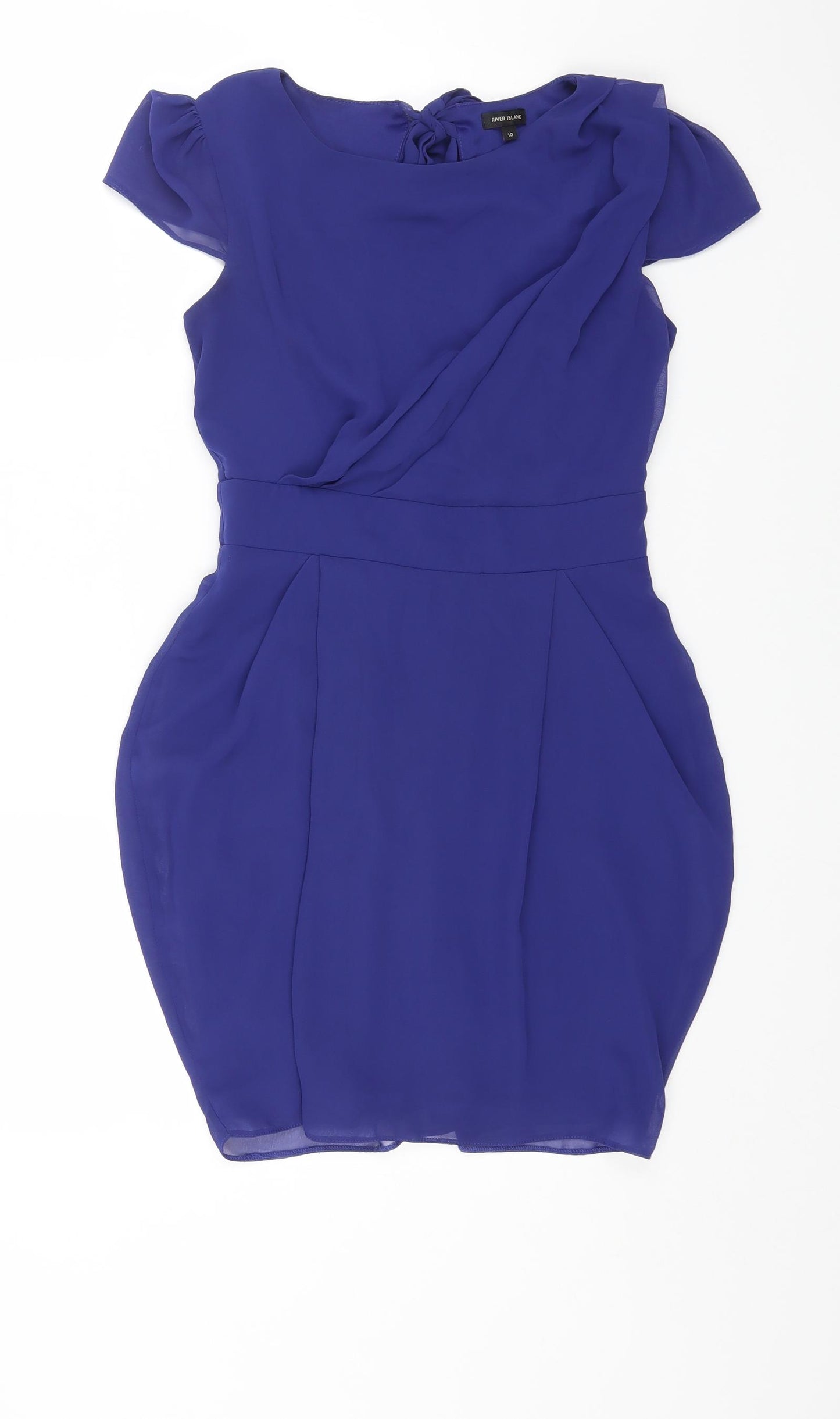 River Island Womens Blue Polyester Mini Size 10 Round Neck Zip