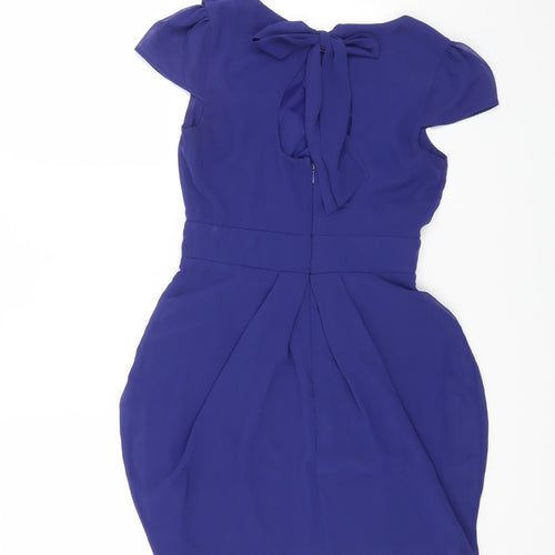 River Island Womens Blue Polyester Mini Size 10 Round Neck Zip