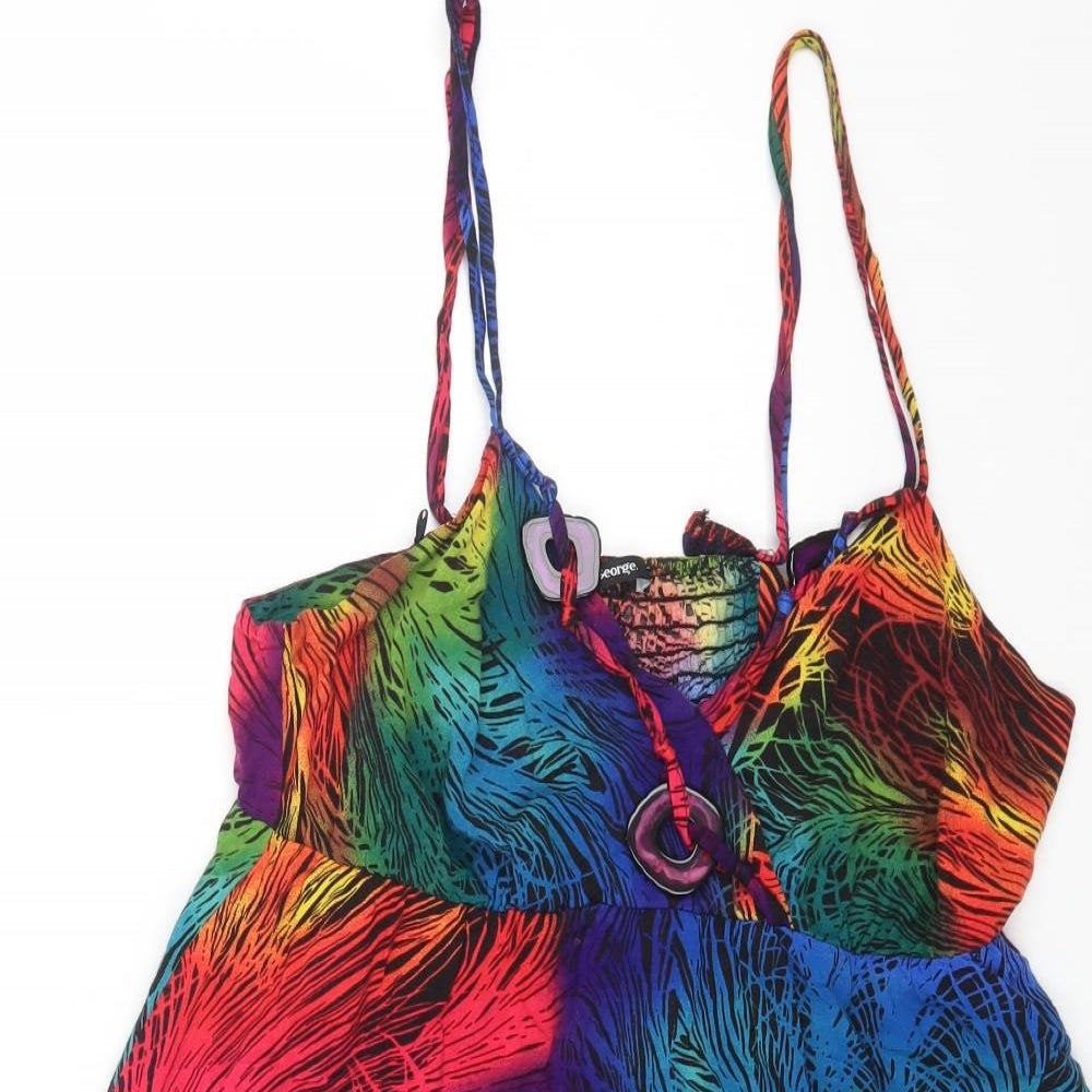 George Womens Multicoloured Geometric Viscose Camisole Tank Size 18 Scoop Neck