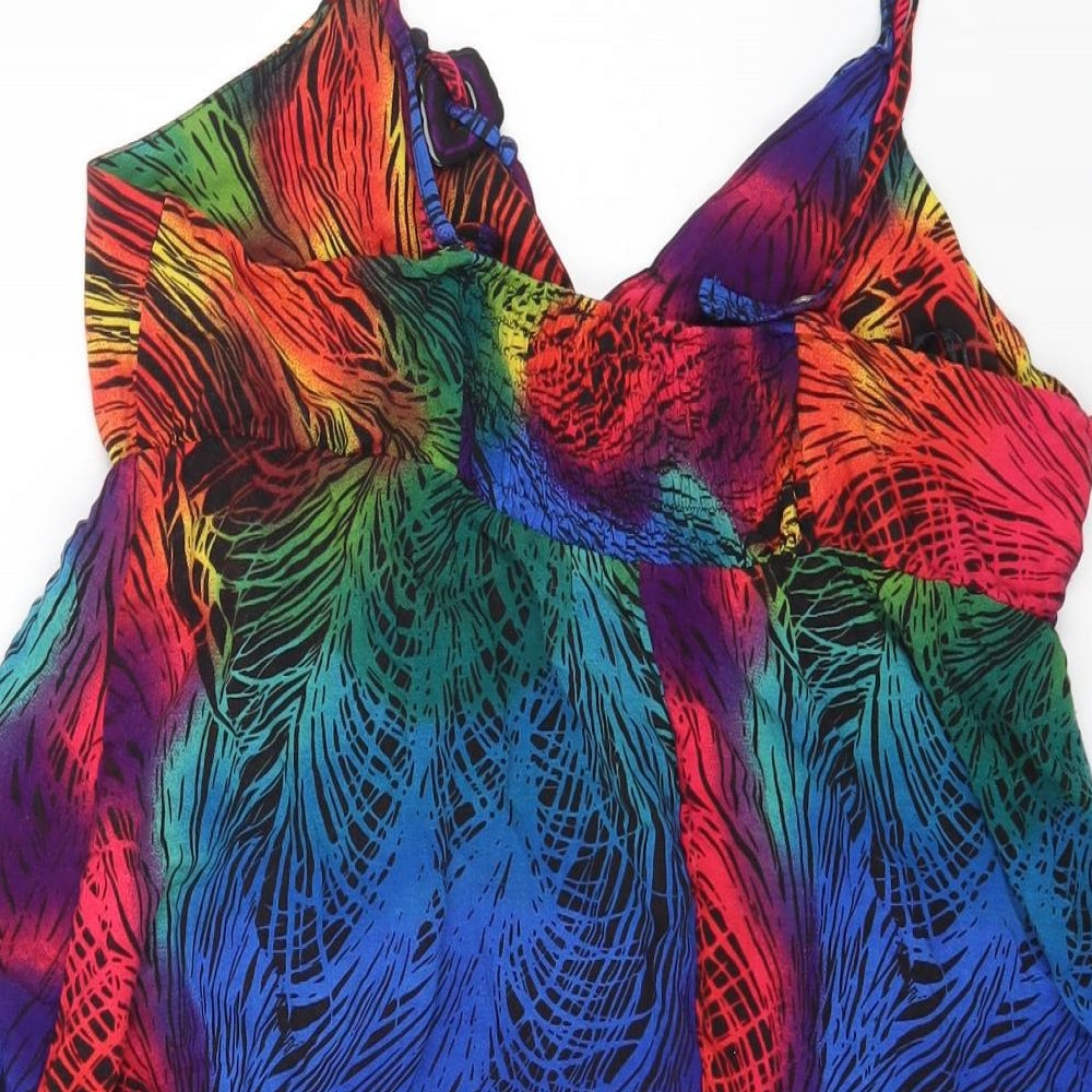 George Womens Multicoloured Geometric Viscose Camisole Tank Size 18 Scoop Neck