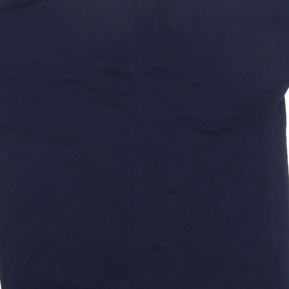 Mango Womens Blue Polyester Basic T-Shirt Size L Round Neck