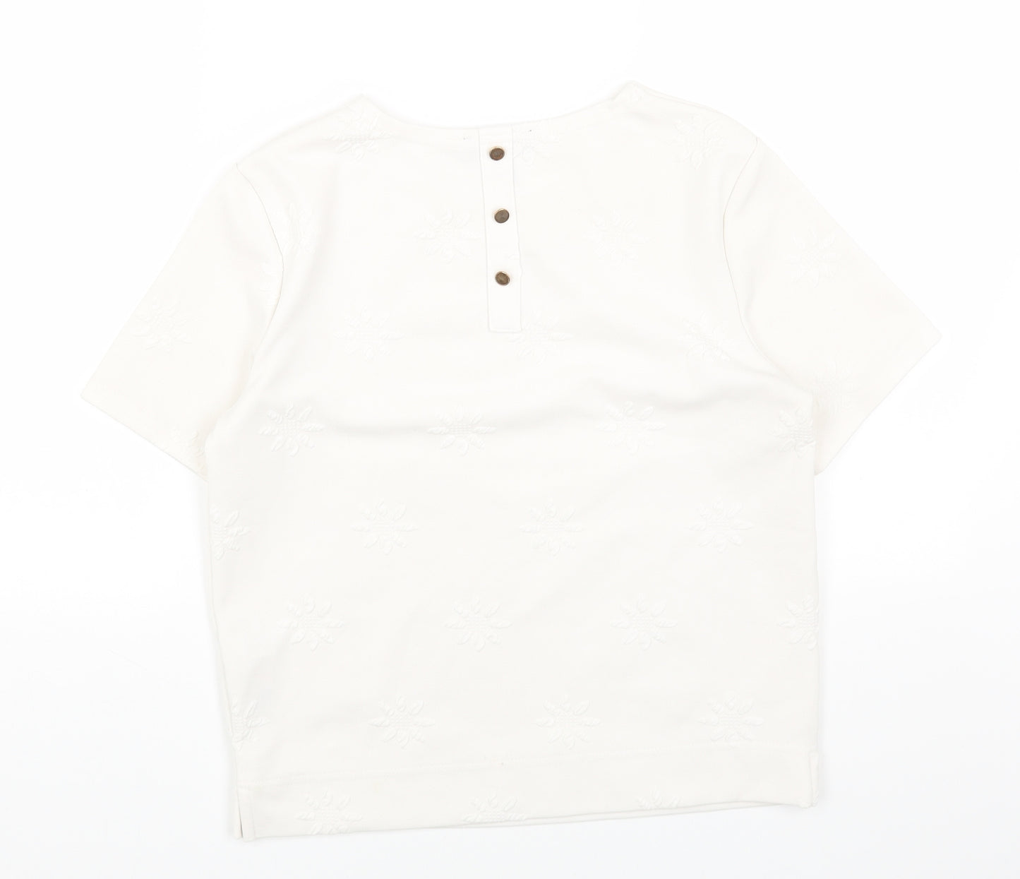 New Look Womens White Polyester Basic T-Shirt Size 8 Round Neck