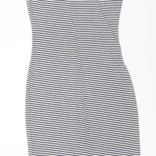 Zara Womens Multicoloured Striped Polyester Bodycon Size M Square Neck Pullover
