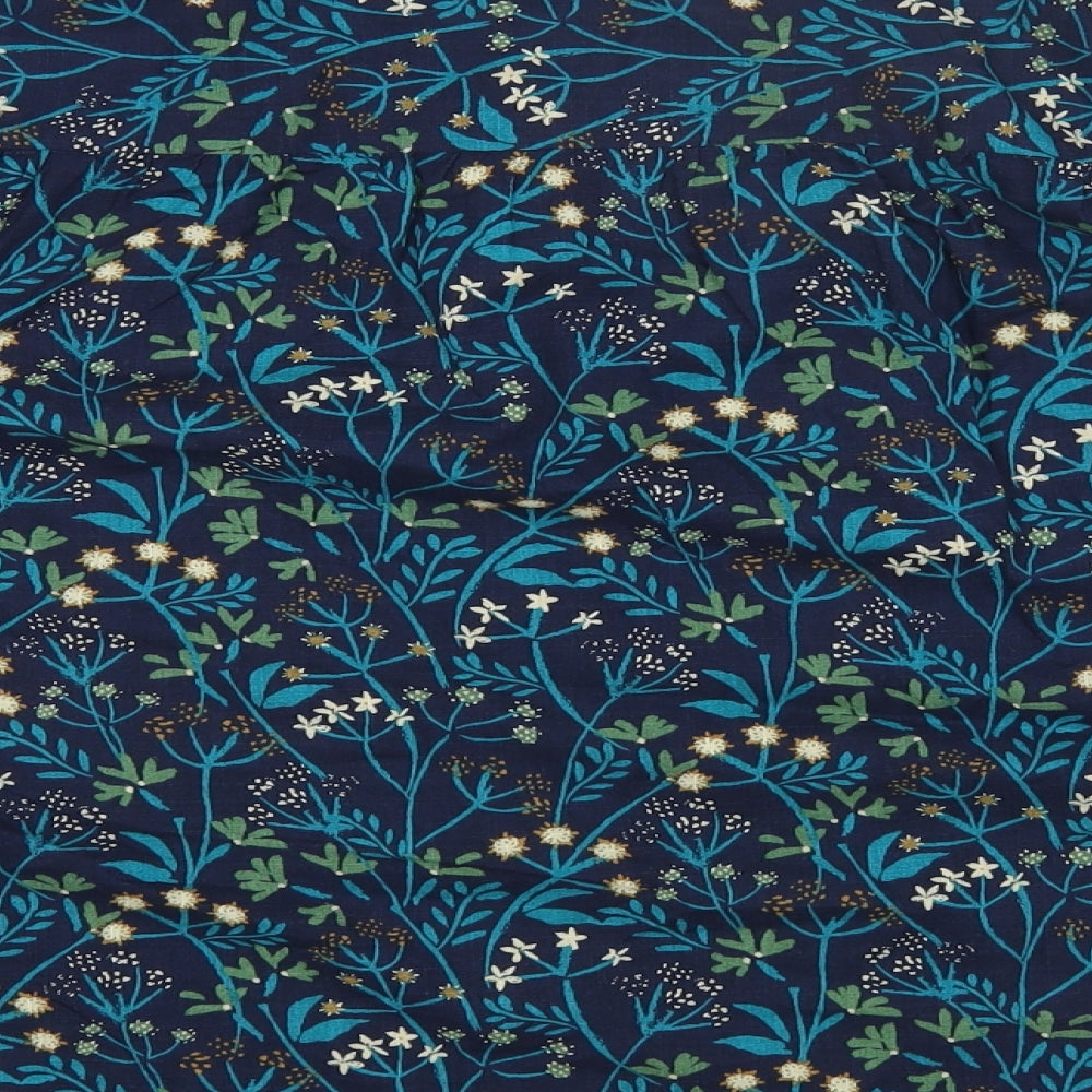 Seasalt Womens Blue Floral Cotton Basic T-Shirt Size 20 Round Neck