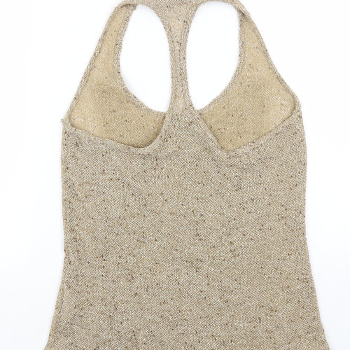 DRESS TO Womens Beige Polyester Basic Tank Size 10 Round Neck