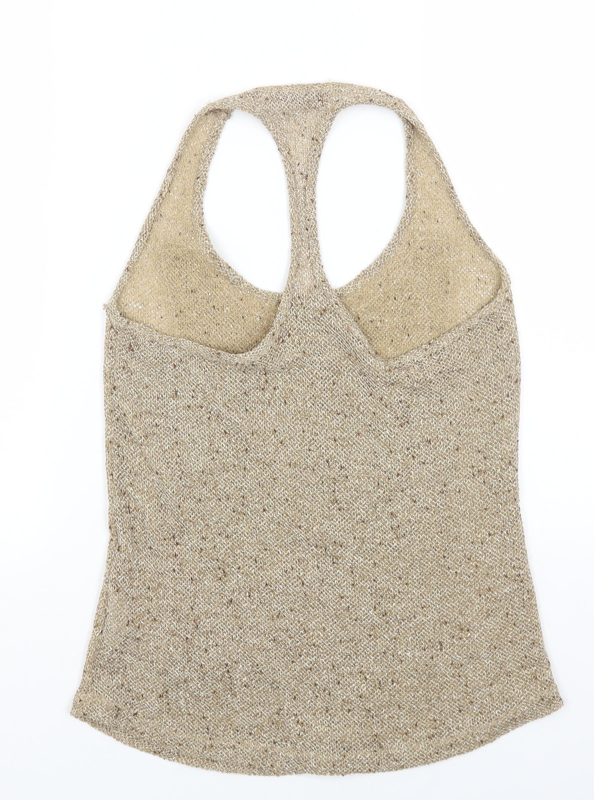 DRESS TO Womens Beige Polyester Basic Tank Size 10 Round Neck