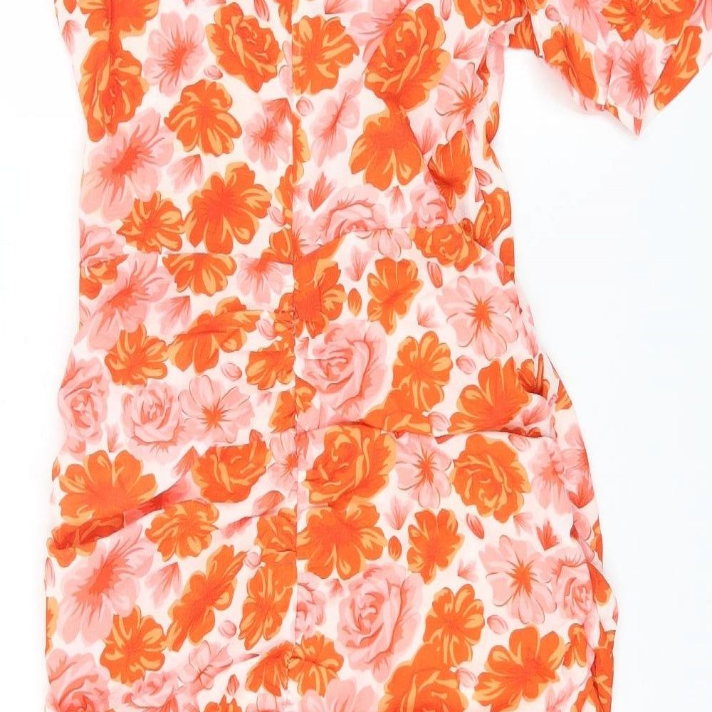 Parisian Womens Multicoloured Floral Polyester Bodycon Size 12 Off the Shoulder Zip