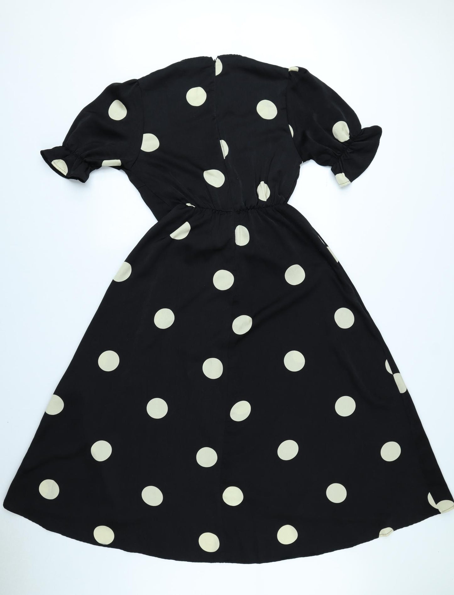 AX Paris Womens Black Polka Dot Polyester Wrap Dress Size 10 V-Neck Zip