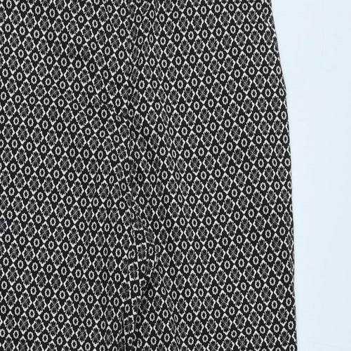 Oasis Womens Black Floral Cotton Trousers Size 8 L26 in Regular Button