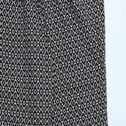 Oasis Womens Black Floral Cotton Trousers Size 8 L26 in Regular Button