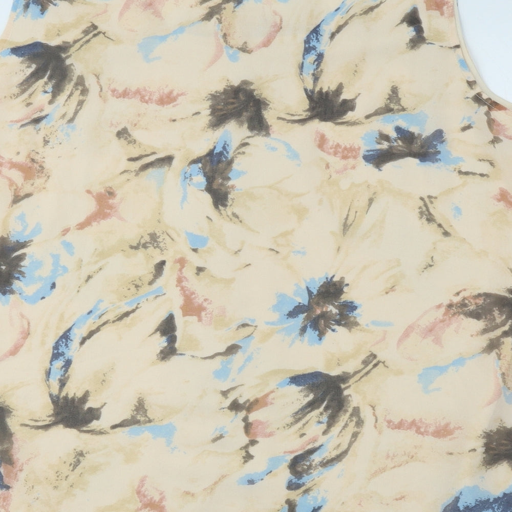 Together Womens Beige Floral Polyester Basic Tank Size 2XL Scoop Neck - Flare