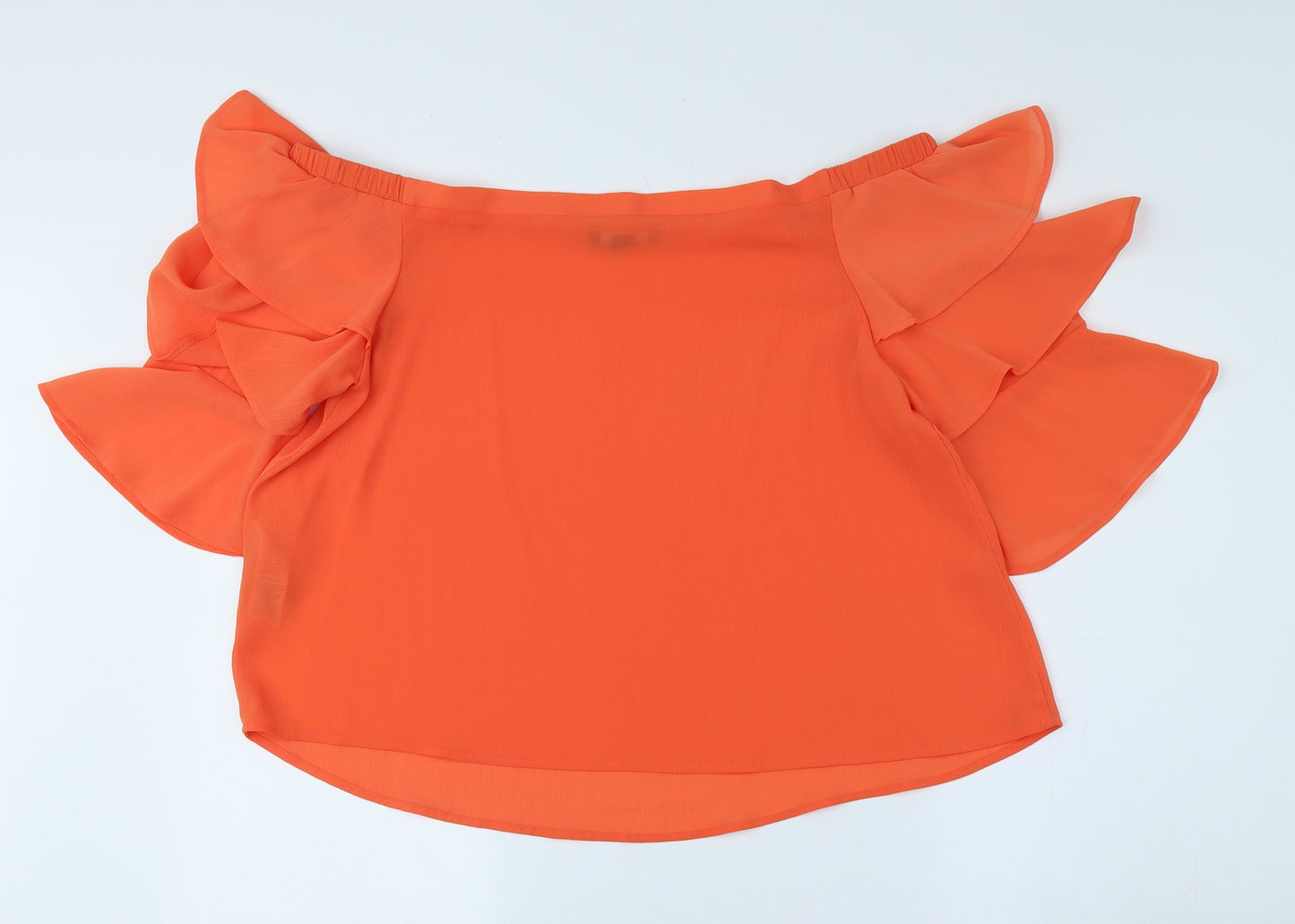 New Look Womens Orange Polyester Basic Blouse Size 14 Off the Shoulder