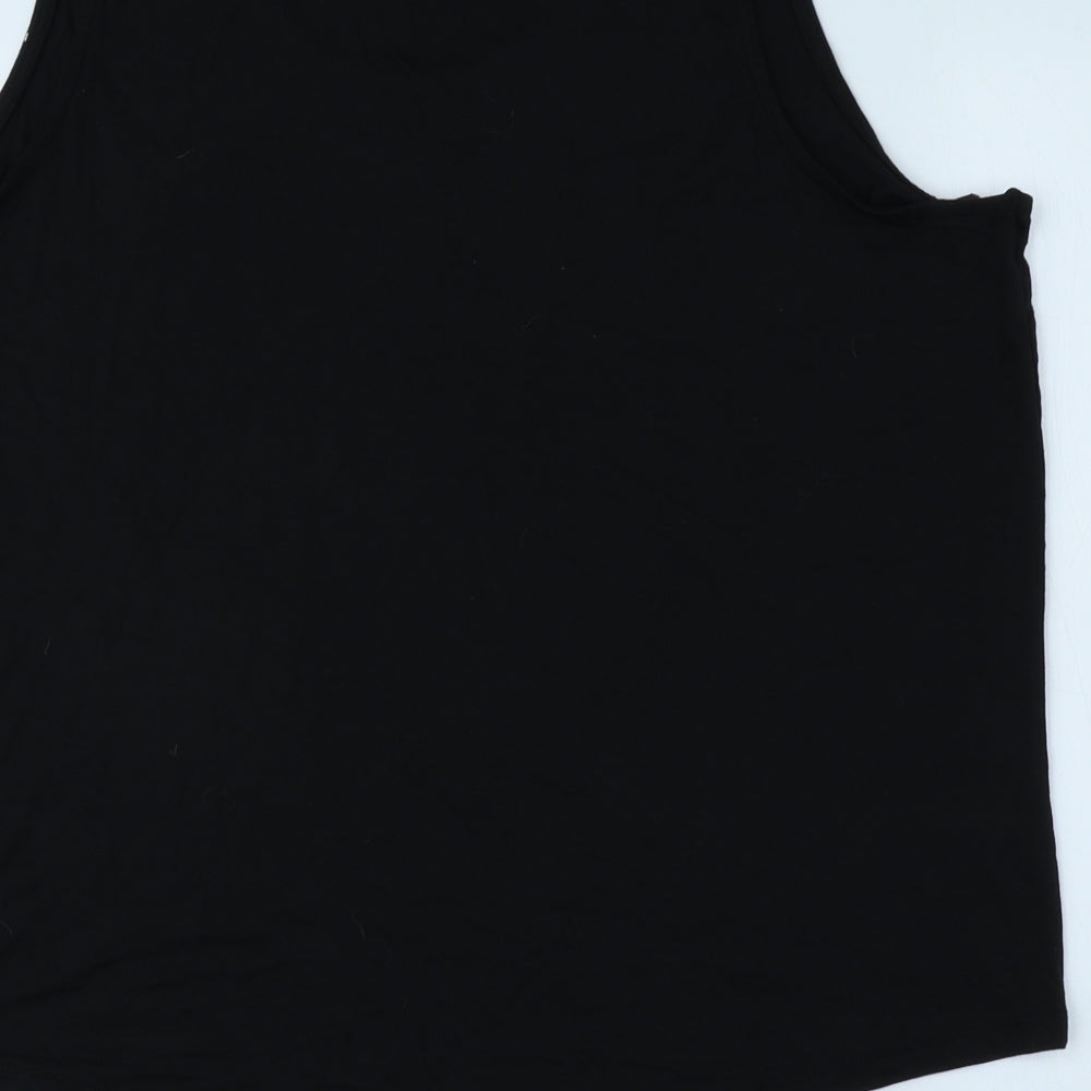 TU Womens Black Geometric Viscose Basic T-Shirt Size 20 Scoop Neck