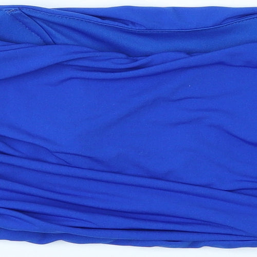 Poll & Bear Womens Blue Polyester Cropped Tank Size M Off the Shoulder - Ruched