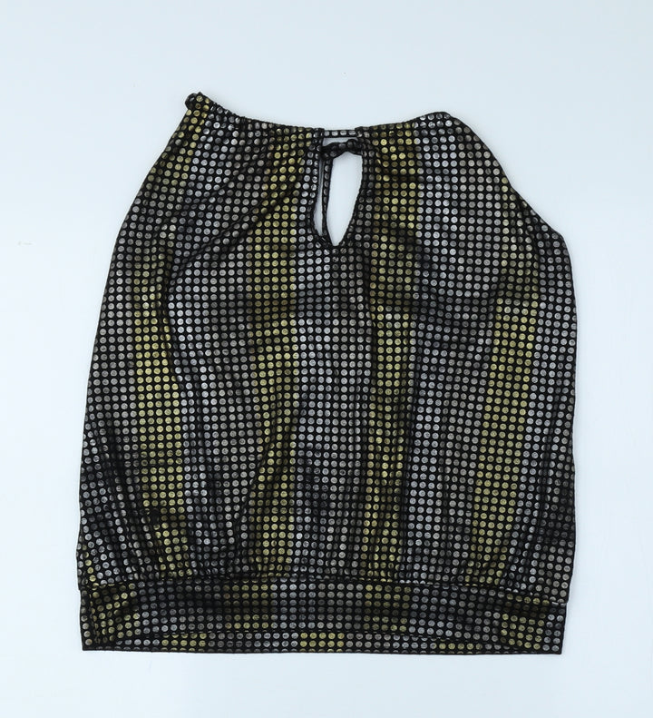 New Look Womens Black Geometric Polyester Basic Blouse Size 12 Off the Shoulder