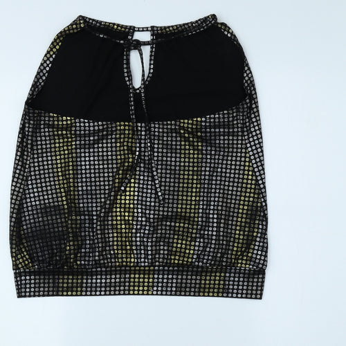 New Look Womens Black Geometric Polyester Basic Blouse Size 12 Off the Shoulder