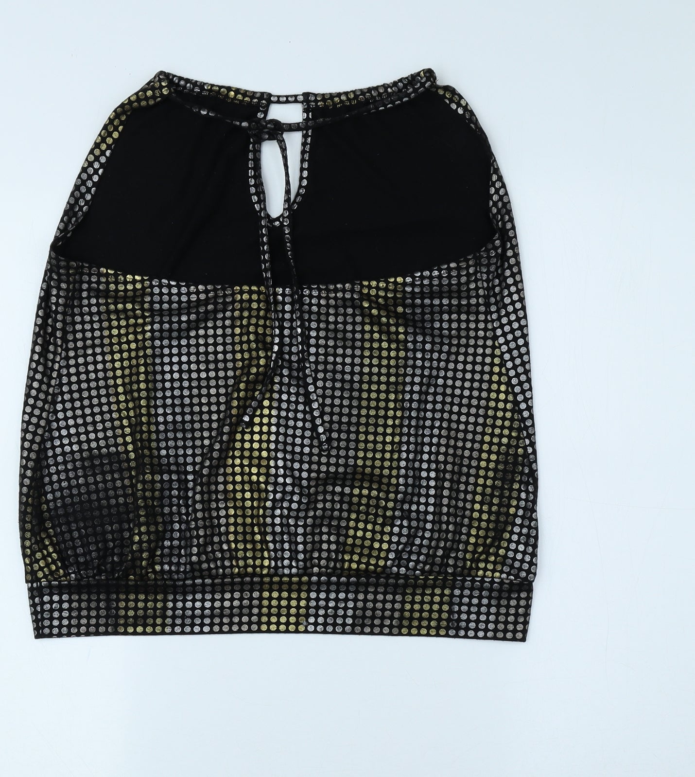 New Look Womens Black Geometric Polyester Basic Blouse Size 12 Off the Shoulder